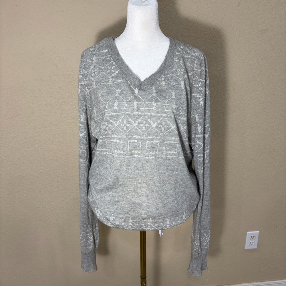 Marc Jacobs Womens Cotton Angora Rabbit Hair Gray Sweater Skull Print Sz M Cozy
